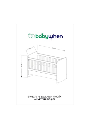 Bw1076 - Pratik Anne Yanı Sallanır Beşik Ahşap 60x120 Ahşap