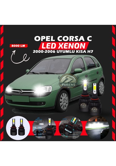 Opel Corsa C 2000-2006 Kısa Far Uyumlu Şimşek Etkilii Led Xenon Light Series H7