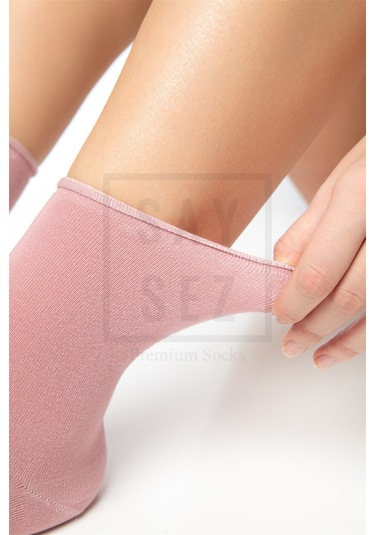 Bambu Kadın Lastiksiz Pembe-lila-suyeşil Soket Dikişsiz Çorap 3lü Çok Renkli