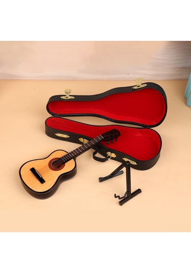 Vkemall Klasik Gitar Miniatur Ahşap Dekoratif Süs, Müzik Severlere Hediye, Noel Ağacı Asısı, Ev Ofis Dekoru