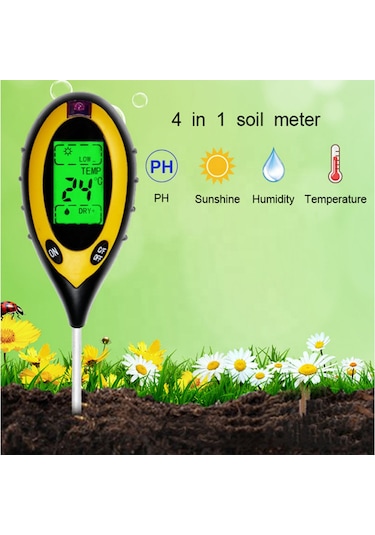 Tenfowee 4 Ü 1 Arada Toprak Analiz Cihazı: Asitlik, Sıcaklık, Nem Ve Işık Ölçümü İle Bitki Yetiştiriciliği İçin İdeal