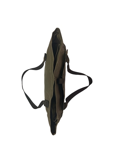 Vintage Salaş Design Su Geçirmez Kanvas Deri Günlük Okul Gezi Omuz Kol Çantası 35x28cm Kahverengi