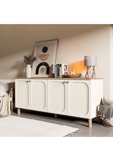 1700 Monza 180 Cm Membran Mdf Kapaklı Bohem Konsol Sepet-beyaz