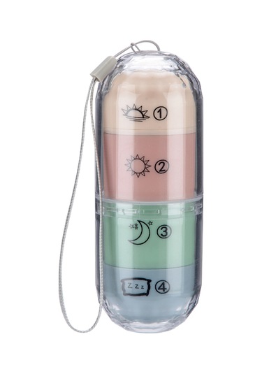 Suofeng Dört Bölmeli Günlük İlaç Saklama Kutusu - Sabah/öğlen/akşam/gece Bölümlü Pp+pc Materyal Çok Renkli