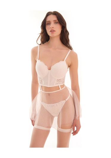 Loya Kadın Ekru Valencıa Transparan Babydoll Ekru