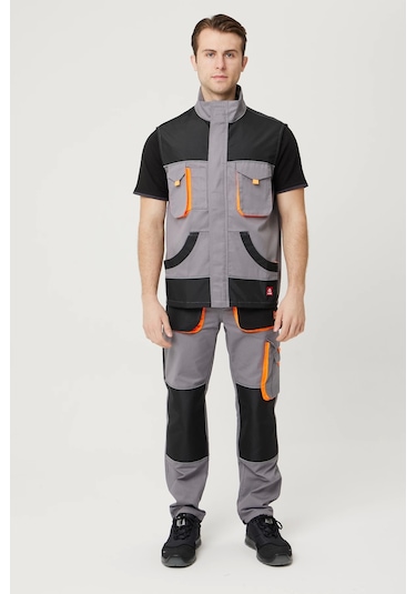 Alaska İş Ve Outdoor Yelek Fonksiyonel Tasarım, Dayanıklı Ve Nefes Alabilir Gri-siyah-turuncu