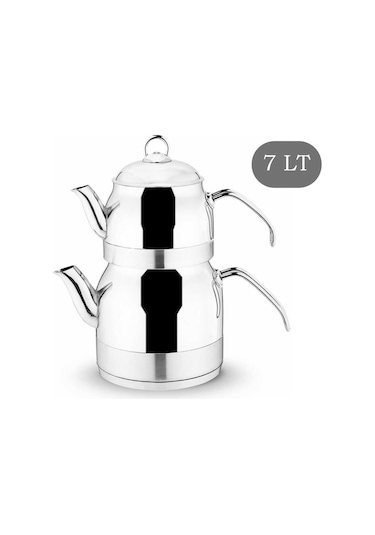 Lines Ayperi Paslanmaz Çelik Çaydanlık Takımı Metal Kulp 7 Lt Gümüş
