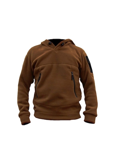 Genıus Store Erkek Polar Kapşonlu Kombat Tactical 3 Cepli 507544113 Kahverengi