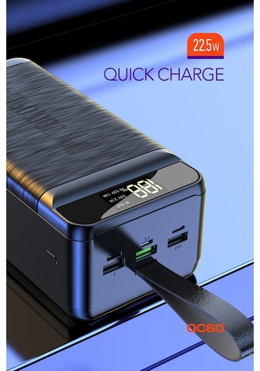 Powerway QC60 Siyah PD 22.5W 60.000 mAh Hızlı Şarj Kamp Powerbank
