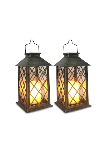 Led Güneş Fener Açık Asılı Fener Suya Dayanıklı Titrek Yeşil Yeşil