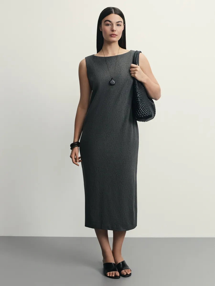 Zarına Geniş Askılı Temel Midi Elbise 338617607 Yeşil