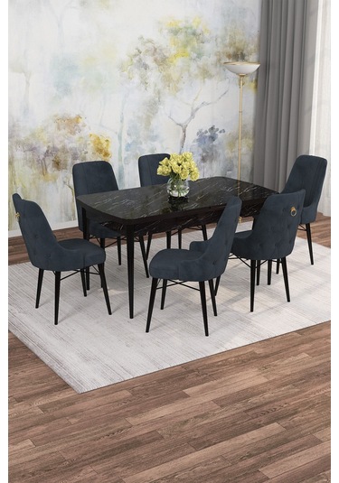 Mona Siyah Mermer Desen 80x132 Açılabilir Mdf Masa Yemek Odası Takımı, Mutfak Takımı 6 Adet Sandalye Siyah Mermer - 6 Antrasit - Siyah Ayak Mona Siyah Mermer Desen 80x132 Açılabilir Mdf Masa Yemek Odası Takımı, Mutfak Takımı 6 Adet Sandalye Siyah Mermer - 6 Antrasit - Siyah Ayak