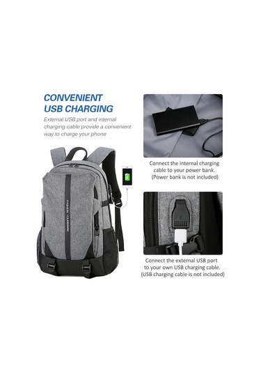 Padalink Erkek İş Seyahat Usb Şarjlı Çok Bölmeli Organize Nylon Sırt Çantası Siyah Siyah