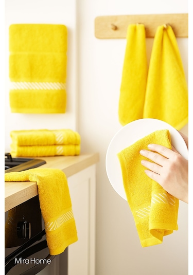 4 Lü Mutfak Kurulama Havlusu Bezi 30x30 Cm Sarı