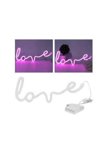 Hangfox Pembe Love Şekilli Led Neon Işığı - Usb Veya Pil İle Beslenir - Ev, Düğün, Parti Dekorasyonu Duvar Aydınlatması Pil Dahil Değil Açık Pembe