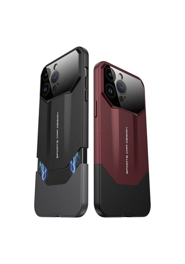 IPhone Uyumlu 14 Pro Max Kılıf Çift Parçalı Zore Ays Pro İkili Kapak-siyah-gri