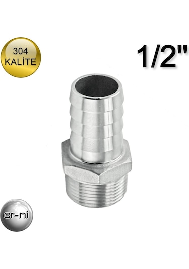 Paslanmaz Krom 1/2'' Hortum Rekoru(Hortum Ucu) 304 Kalite