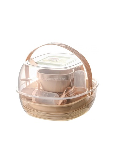 Tcherchi 48 Parça Dış Mekan Seti Plastik Sofra Seti Bej