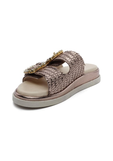 Greyder 59240 Bronz Hakiki Deri Kadın Terlik-956 Bronz