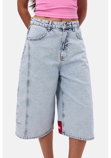 Itsbasic Kadın Ice 3s6-3 Mega Baggy Fit Paça Ve Cep Detaylı Özel Tasarım Denim Şort Ice Rengi