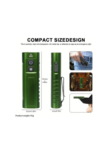 Brightnova Yeni Çok Fonksiyonlu 1pc Black Usb Şarj Edilebilir Cob Güçlü Yan Işık Bisiklet Farı Kampçı Işık Altın