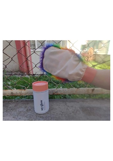 Gökkuşağı Çift Taraflı Örgü Lif Floş İpek Hamam Banyo Kesesi