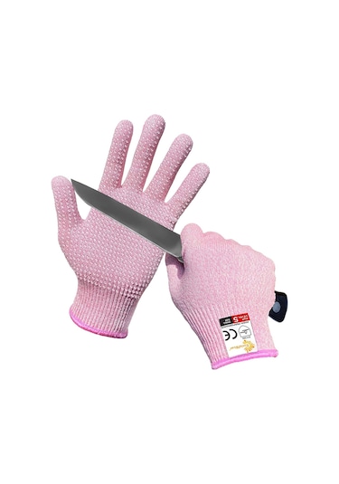 Ccgloball 3 Çift Kesilmez Eldiven, Şeffaf Silikon, Kaymaz Ve Aşınmaya Dayanıklı, Bahçe Işleri, Mutfak Pembel