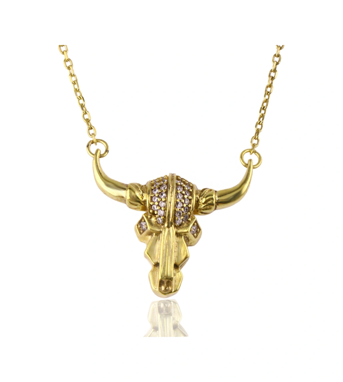 Masaliko Boğa Gümüş Kolye Ms3315, 925 Ayar Kadın Gümüş Kolye, Altın Kaplama Altın