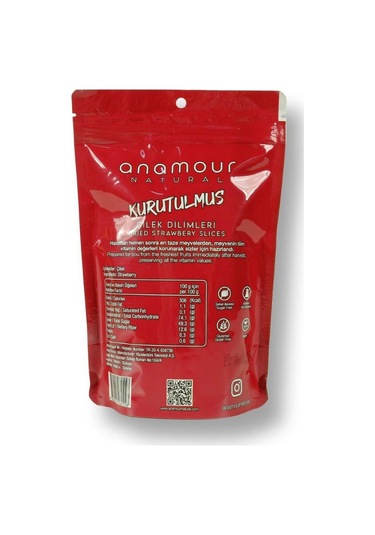 Anamour Natural Çilek Kurusu Cips Çilek Şekersiz Kuru Meyve Kıtırı 25 G