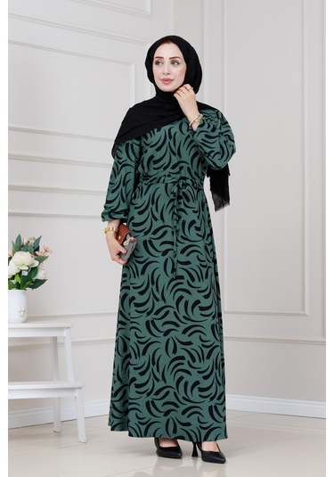 Beli Tünelli Karin Elbise-zümrüt Yeşili-5332 Zümrüt Yeşili