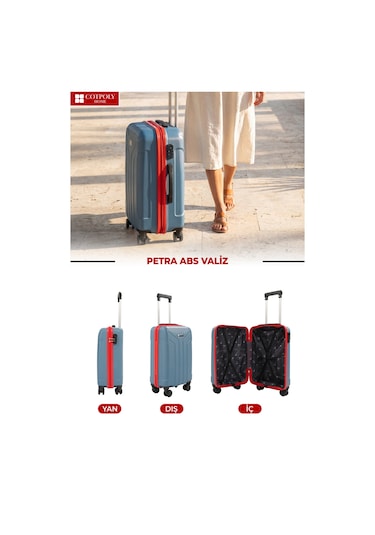 Cotpoly Home Petra Lüx Abs Kabin Boy Valiz 55 Cm Mavi Kırmızı