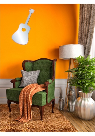 Aynalı Duvar Süsü Sticker 2 Adet Gitar Şekilli 34x15x0,6cm