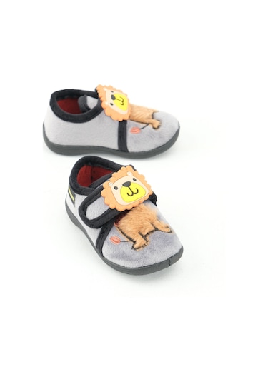 Gezer Erkek Çocuk Bebek Kışlık Cırtlı Ayarlanabilir Günlük Okul Kreş Panduf Ayakkabı Gri