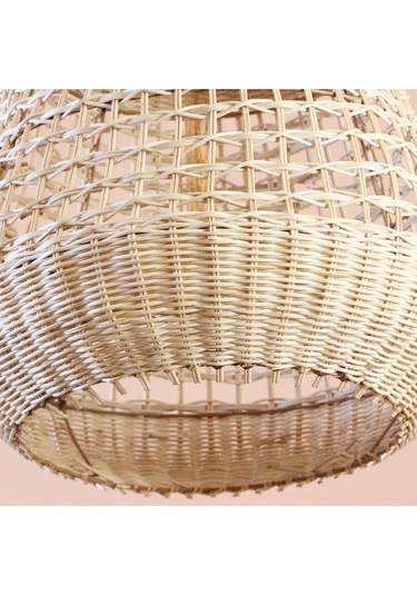 Yansı Doğal Rattan Lamba 51x51 Cm. Bej