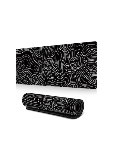 Oyun Mouse Pad'i Büyük Klavye Matı 30 60cm Arazi Mouse Pad'i Kaymaz Kauçuk Tabanlı, Genişletilmiş Masa Üstü Siyah Beyaz Klavye Mouse Pad'i