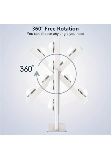 Oldfriend Siyah 1 Adet Led Işıklı Döner Makyaj Aynası, Yatak Odası Ve Banyo İçin Işık Renkli Makyaj Aynası Siyah