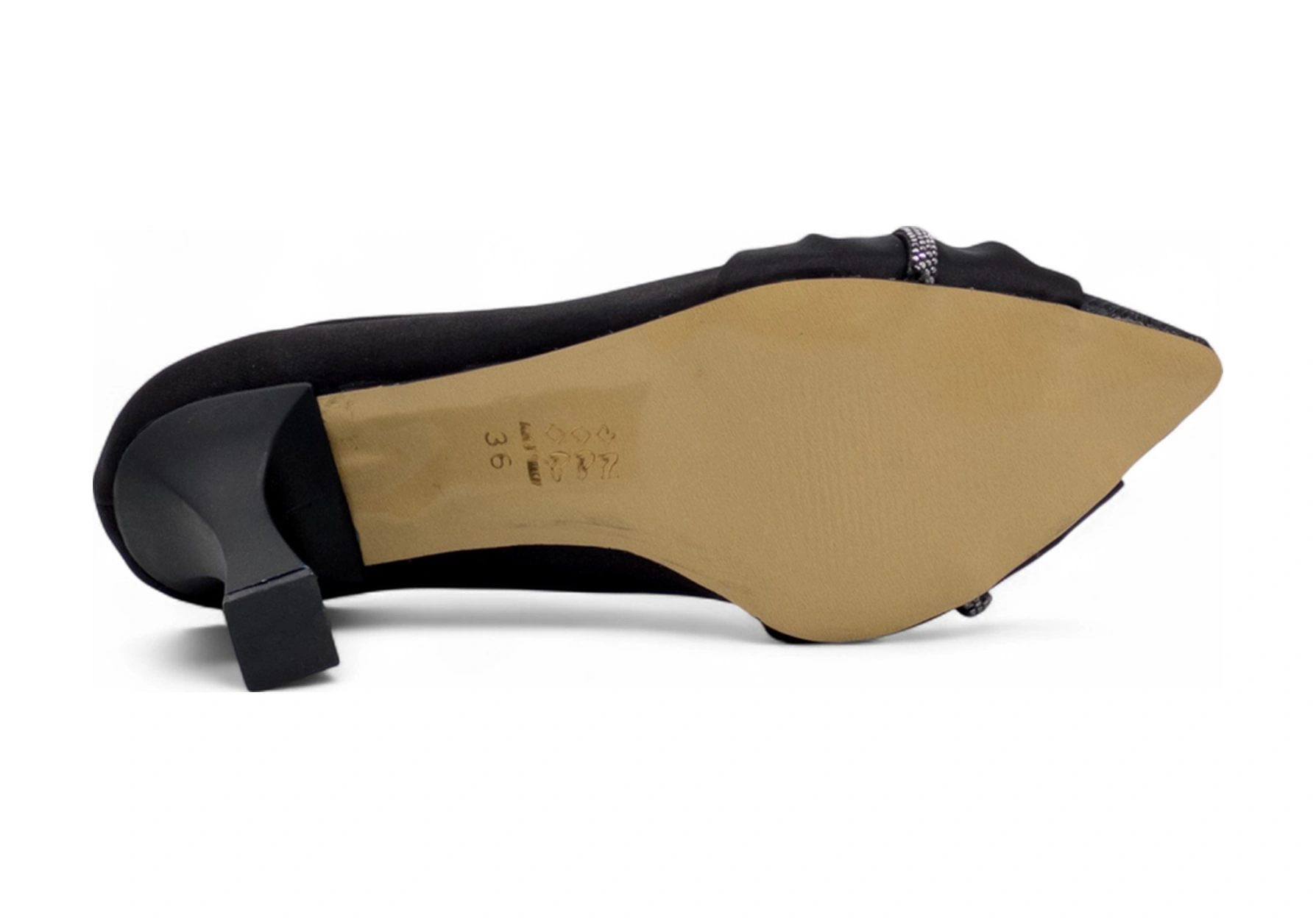 Bircan 08 Taşlı Saten Kadın Stiletto Siyah