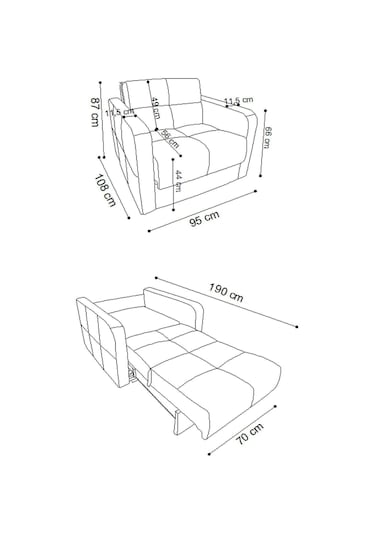 Kilim Mobilya Adonis Tekli Refakatçi Koltuğu gri Gri