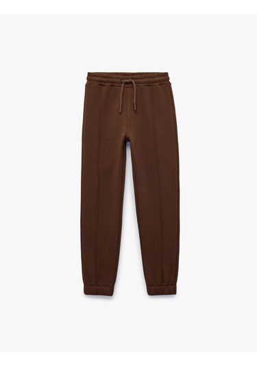 Koton Pamuklu Beli Lastikli Şardonlu Jogger Basic Eşofman Altı Kahverengi 7wkb40023tk Kahve