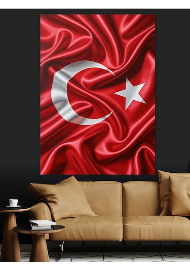Dalgalanan Türk Bayrağı Resmi Dekoratif Kanvas - Mdf Ahşap Tablo