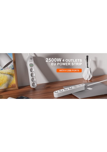 Ldnio Se4432 4xusb Çıkışlı 4'lü Akım Korumalı Priz Beyaz 2 M