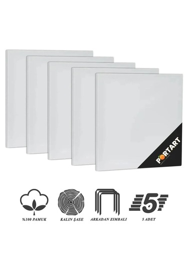 Portart Tuval %100 Pamuk 20 x 20 CM 5'li Paket