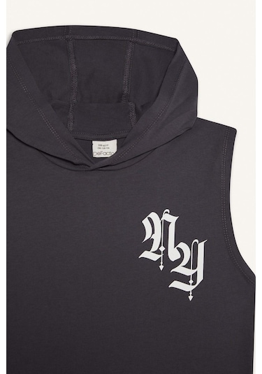 Defacto Erkek Çocuk Kapüşonlu Baskılı Atlet E4186a825hsar138 Antrasit