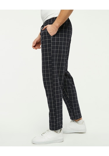 Bella Dossi Ekose Desen Spor Pantolon Lacivert