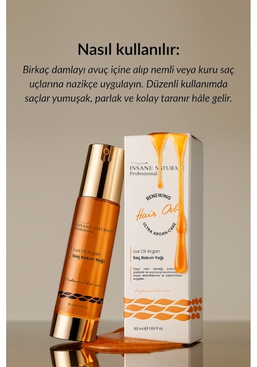 Insane Naturale Lux Oil Argan Saç Bakım Yağı 50 ML