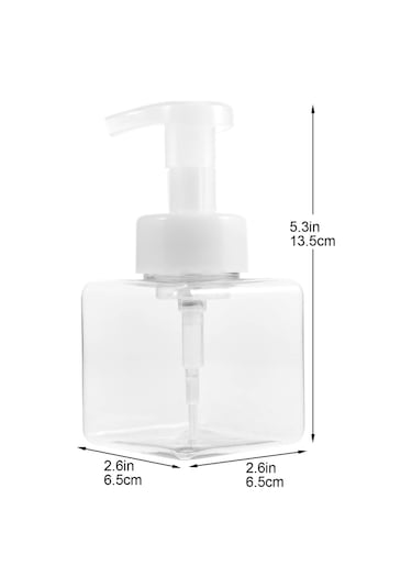 Dold Plastik Pompa Şişeleri, 250ml, Şeffaf Kare Köpük Dispenseri