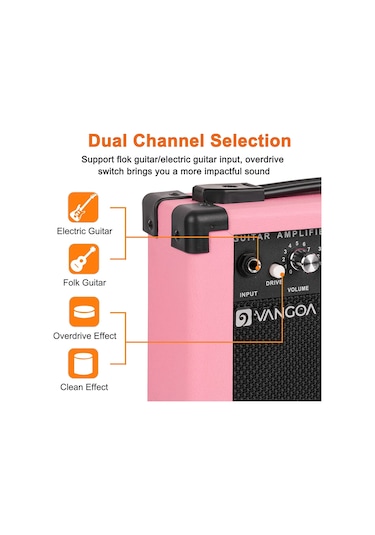Vangoa Ga10pk 10 Wat Elektro Gitar Amfisi Pembe