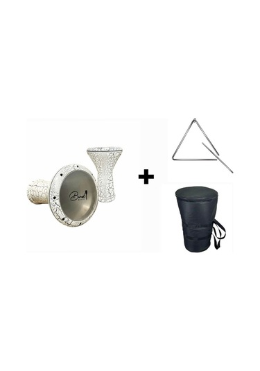 Çatlak Desenli Mısır Darbuka + Üçgen Zil + Taşıma Kılıfı