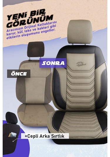 Panda Peru Serisi Pike Kumaş Ön İki Oto Koltuk Kılıfı