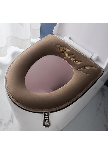 Yeşil Evrensel Klozet Kapağı Kış Sıcak Yumuşak Wc Mat Banyo Yıkanabilir Çıkarılabilir Fermuar Çevirme Lidhandle Su Geçirmez Ev